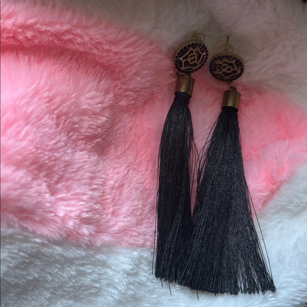 Never Worn Black Tassel Earrings